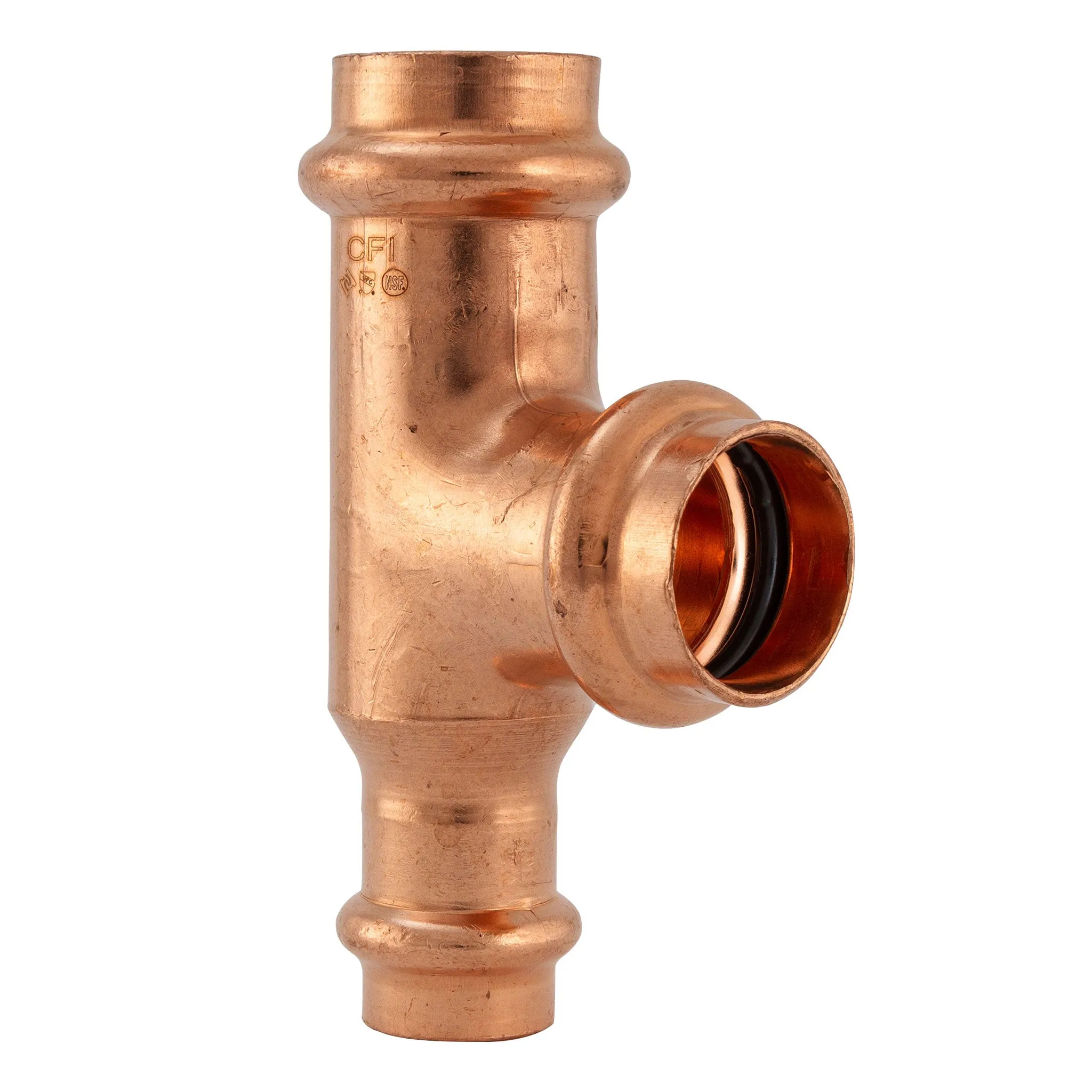 1-1/2" x 1-1/4" x 1-1/2" Press Copper Reducing Tee P x P x P Low Lead ProPress Compatible