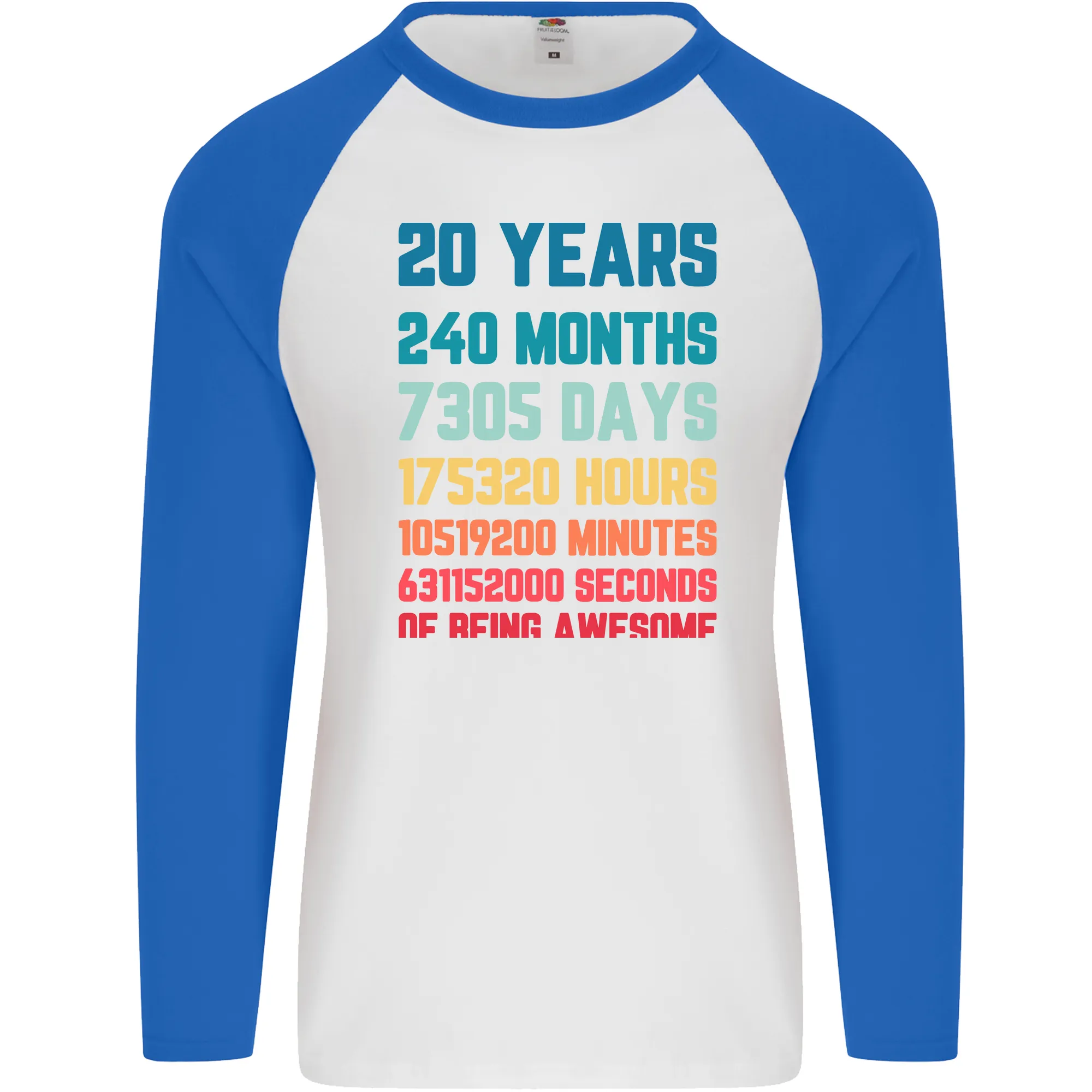 20th Birthday 20 Year Old Mens L/S Baseball T-Shirt