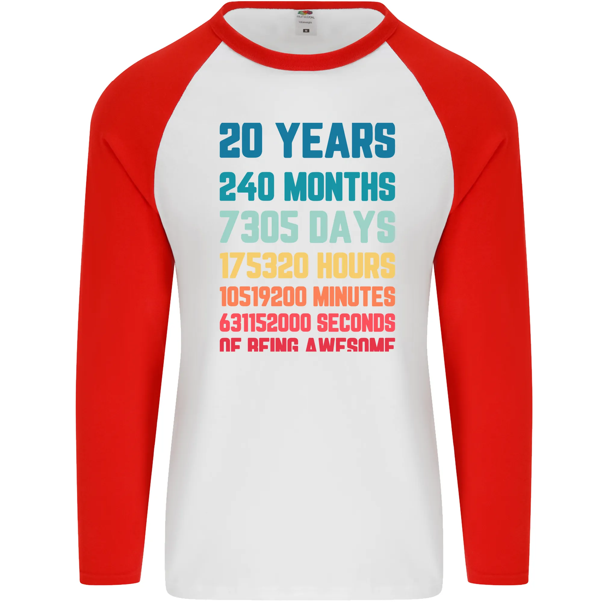 20th Birthday 20 Year Old Mens L/S Baseball T-Shirt