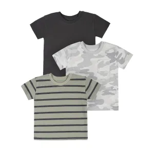 3-Pack Infant & Toddler Boys Camo & Asphalt Short Sleeve Tees