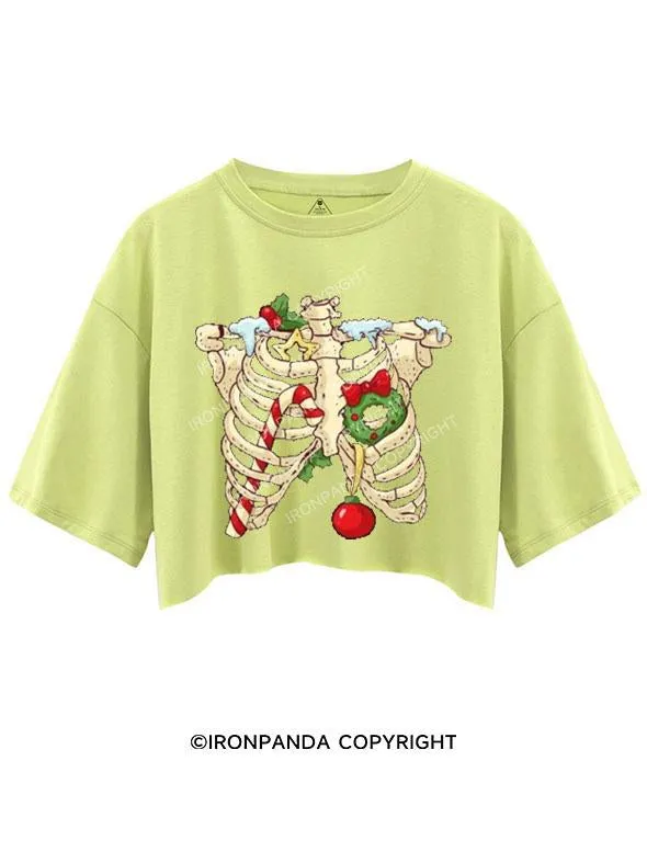 A CHRISTMAS SKELETON CROP TOPS