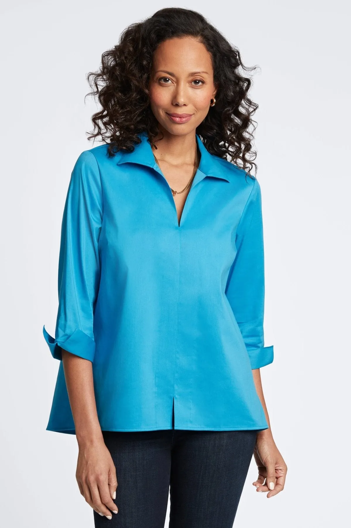 Agnes No Iron Stretch Sateen Shirt