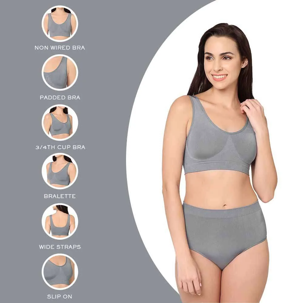 B-Smooth Padded Non-wired Full Cup Everyday Wear Full coverage Bralette - Grey