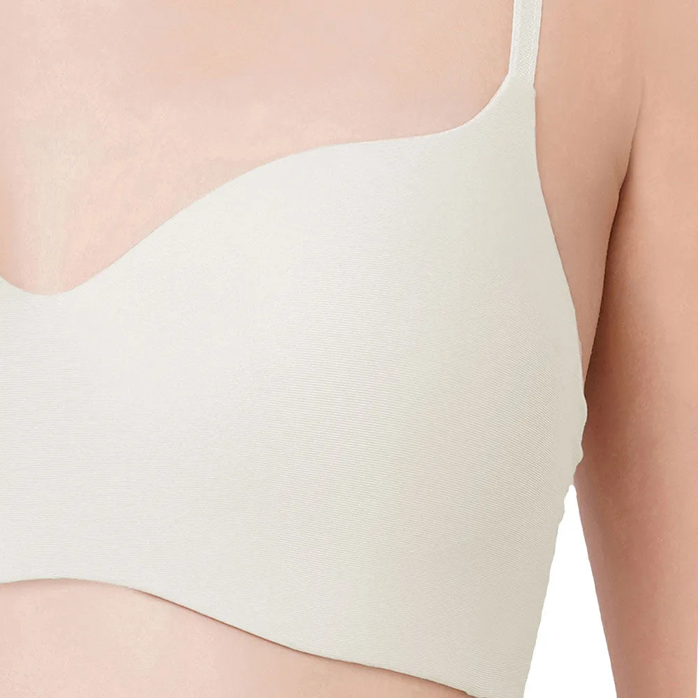 Basic Mold Padded Non Wired 3/4Th Cup Everyday Wear Seamless T-Shirt Bra - Cream