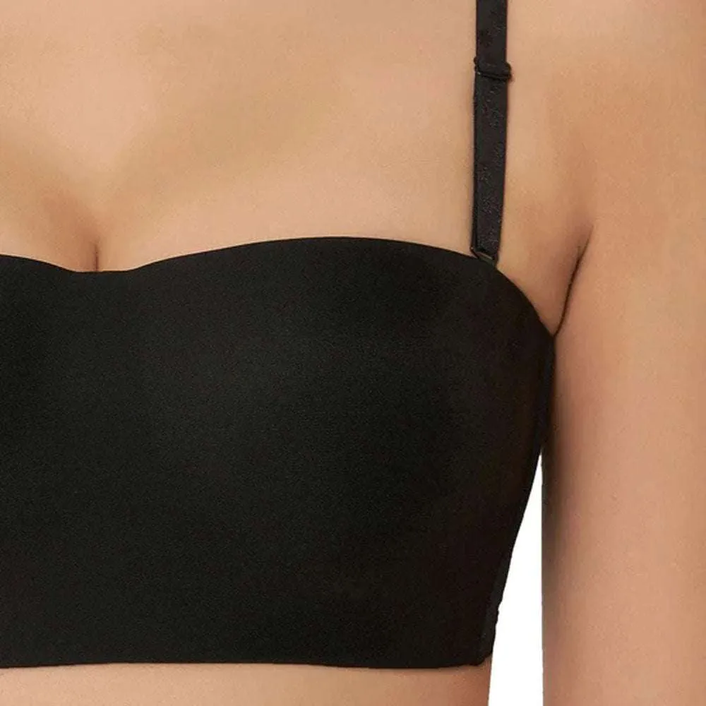 Basic Mold Padded Non Wired Half Cup Strapless T-Shirt Bra - Black