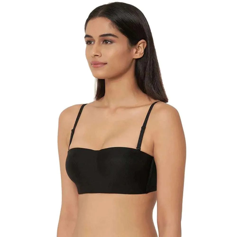 Basic Mold Padded Non Wired Half Cup Strapless T-Shirt Bra - Black