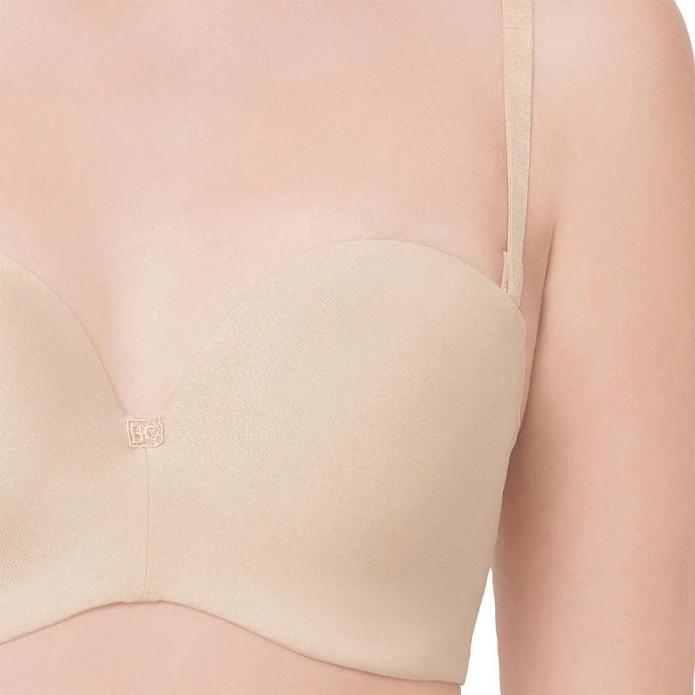 Basic Mold Padded Wired  Half Cup Everyday Wear Strapless Multiway Bra - Beige