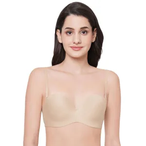 Basic Mold Padded Wired  Half Cup Everyday Wear Strapless Multiway Bra - Beige