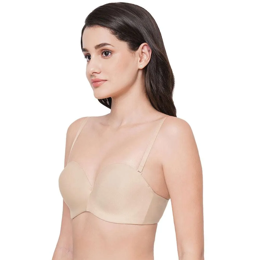 Basic Mold Padded Wired  Half Cup Everyday Wear Strapless Multiway Bra - Beige