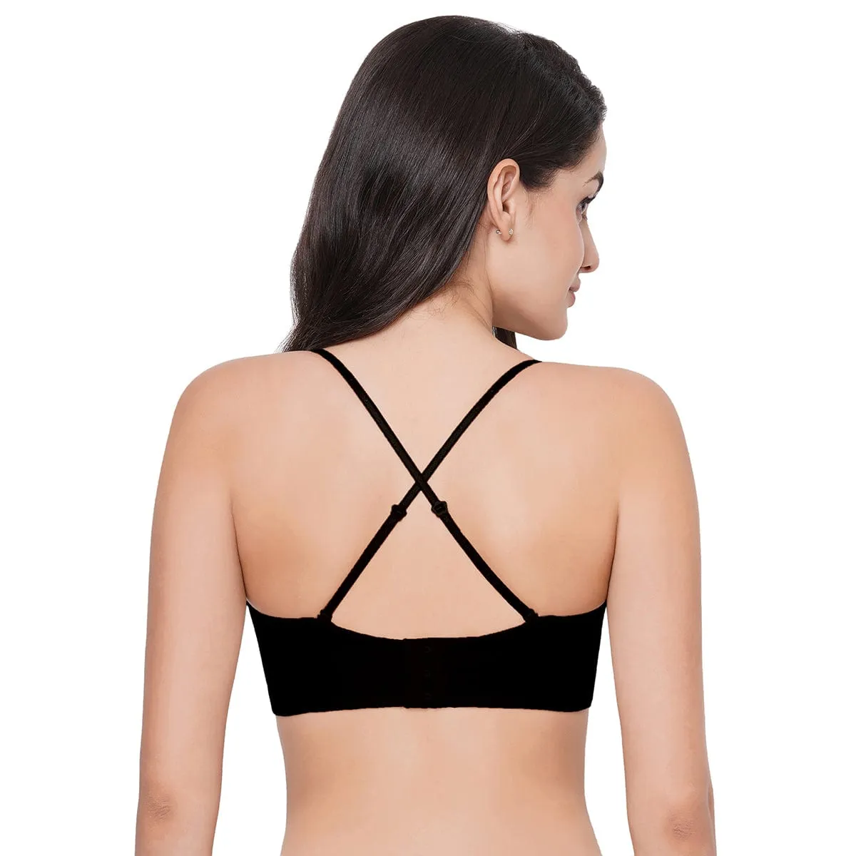 Basic Mold Padded Wired Half Cup Strapless Bandeau T-Shirt Bra - Black