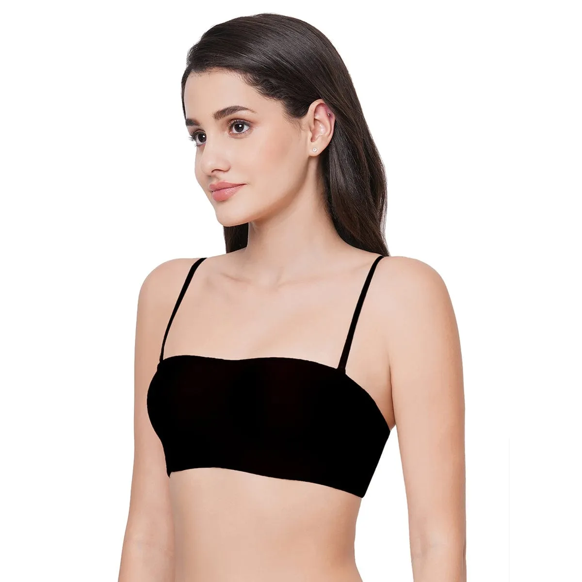 Basic Mold Padded Wired Half Cup Strapless Bandeau T-Shirt Bra - Black