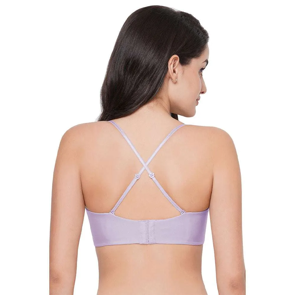 Basic Mold Padded Wired Half Cup Strapless Bandeau T-Shirt Bra - Lavender