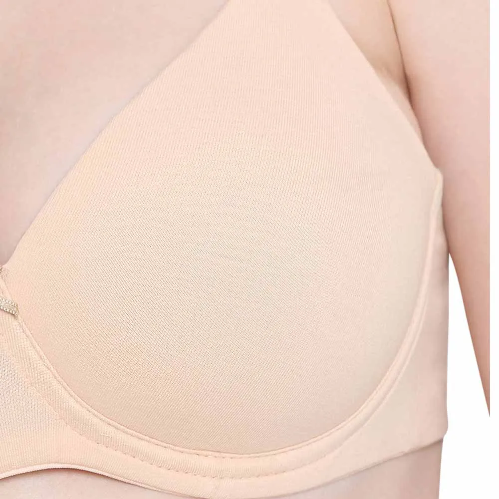 BASICS Essentials2.0 Padded Wired 3/4th Cup Everyday Wear Comfort Fit T-shirt Bra - Beige