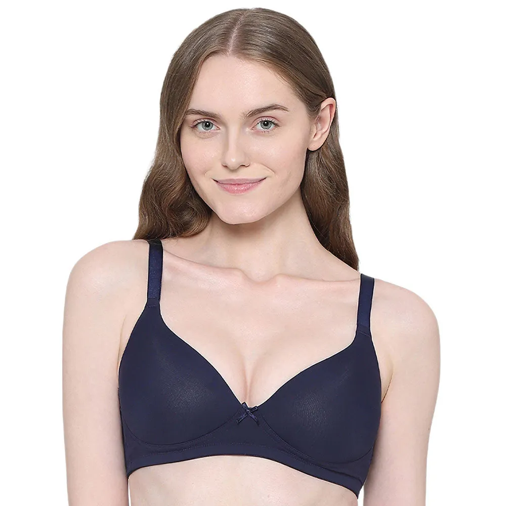 BASICS Zoe Padded Non-wired 3/4th Cup Everyday Wear Comfort Fit T-shirt Bra - Navy Blue