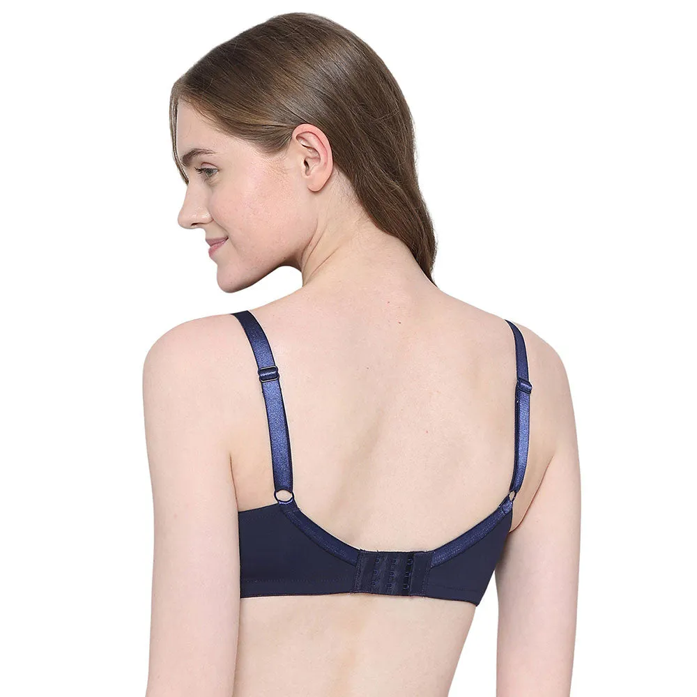 BASICS Zoe Padded Non-wired 3/4th Cup Everyday Wear Comfort Fit T-shirt Bra - Navy Blue