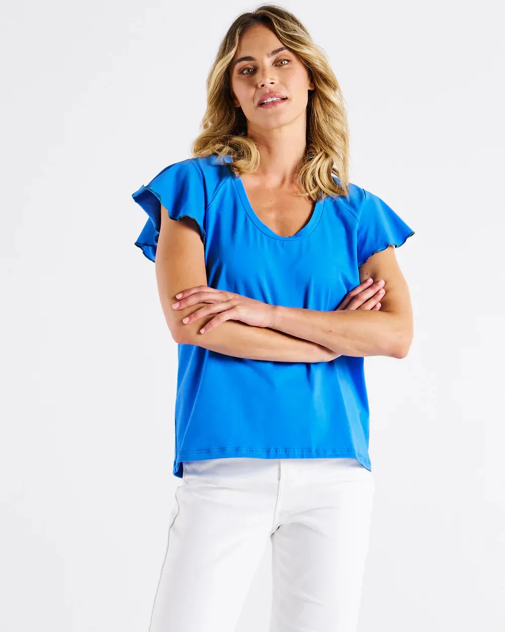 Betty Basics Magnolia Frill Top