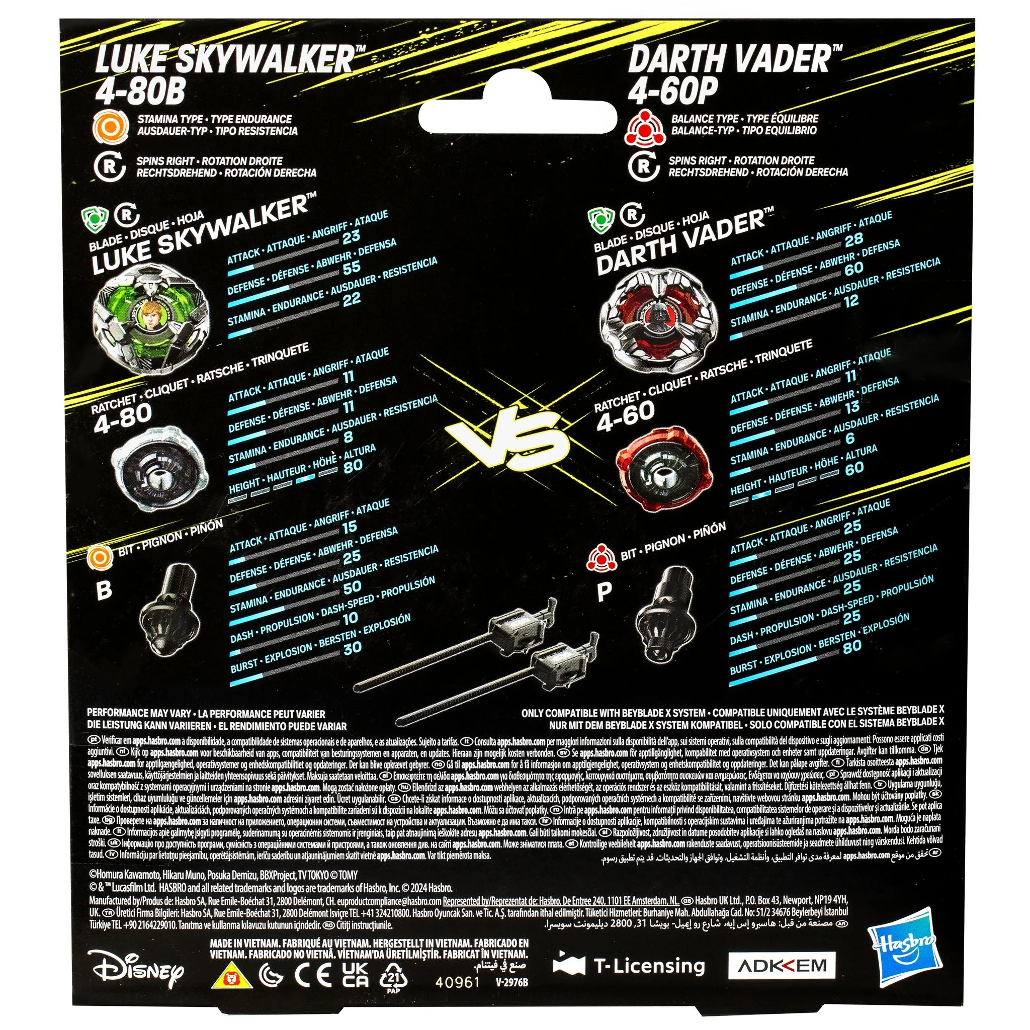 Beyblade X and Star Wars Collab Luke Skywalker 4-80B vs. Darth Vader 4-60B