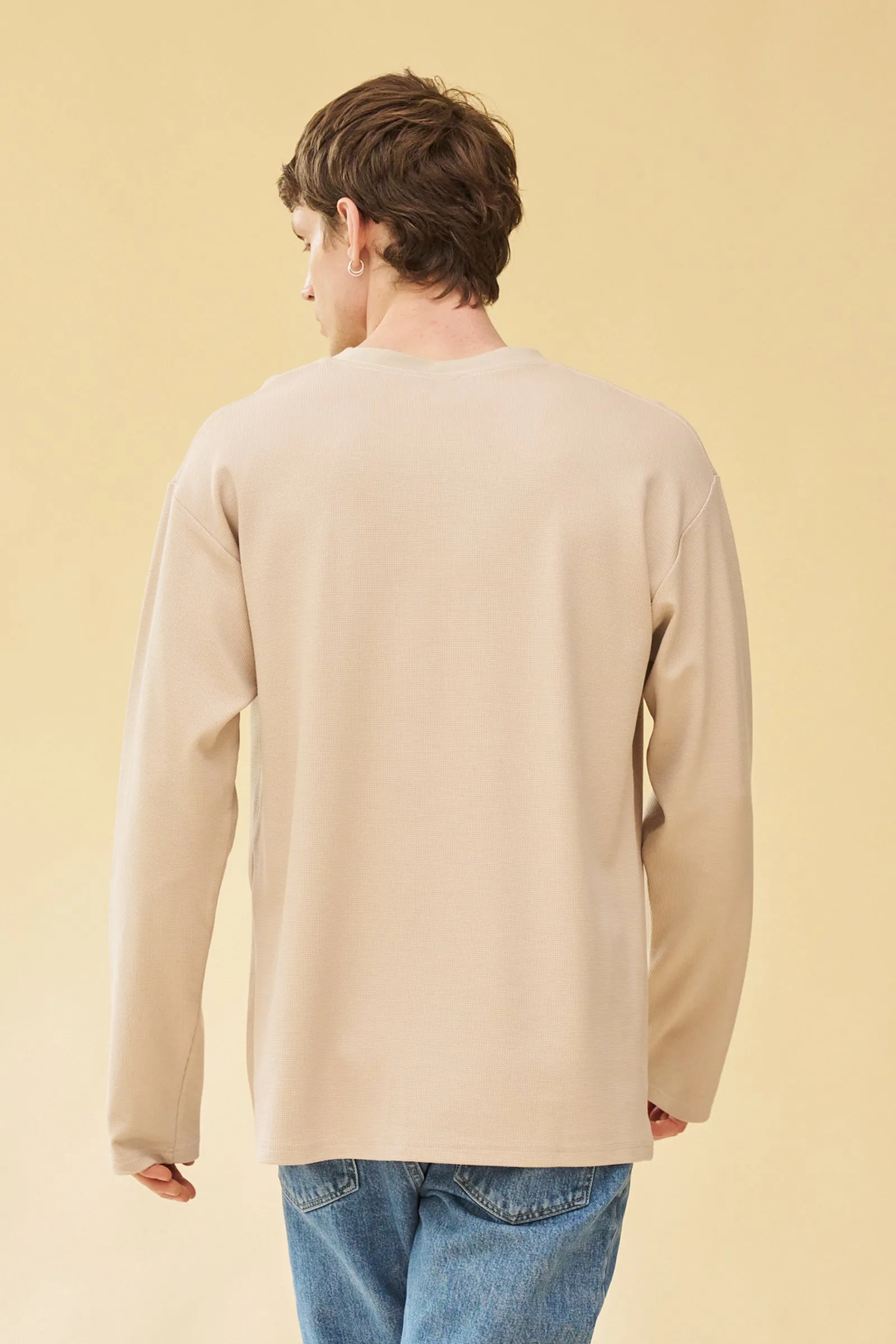 bound Longsleeve Waffle Tee - Oat