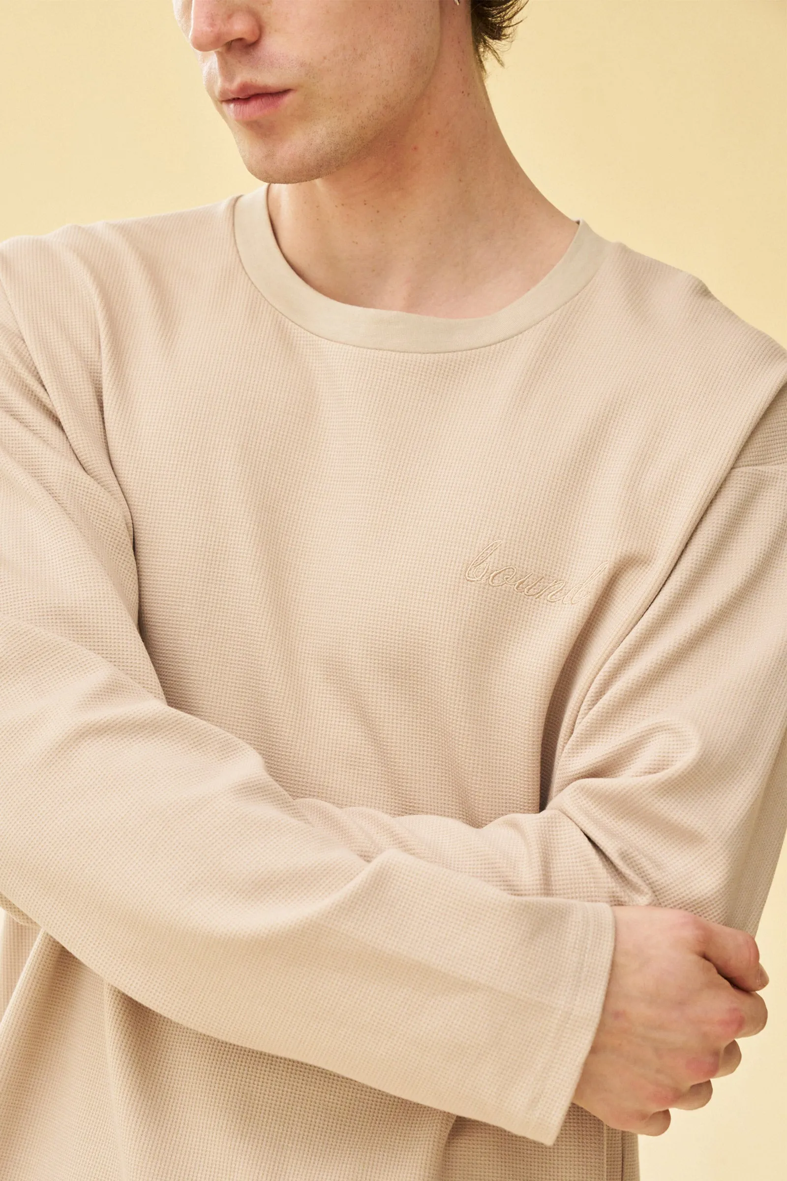 bound Longsleeve Waffle Tee - Oat