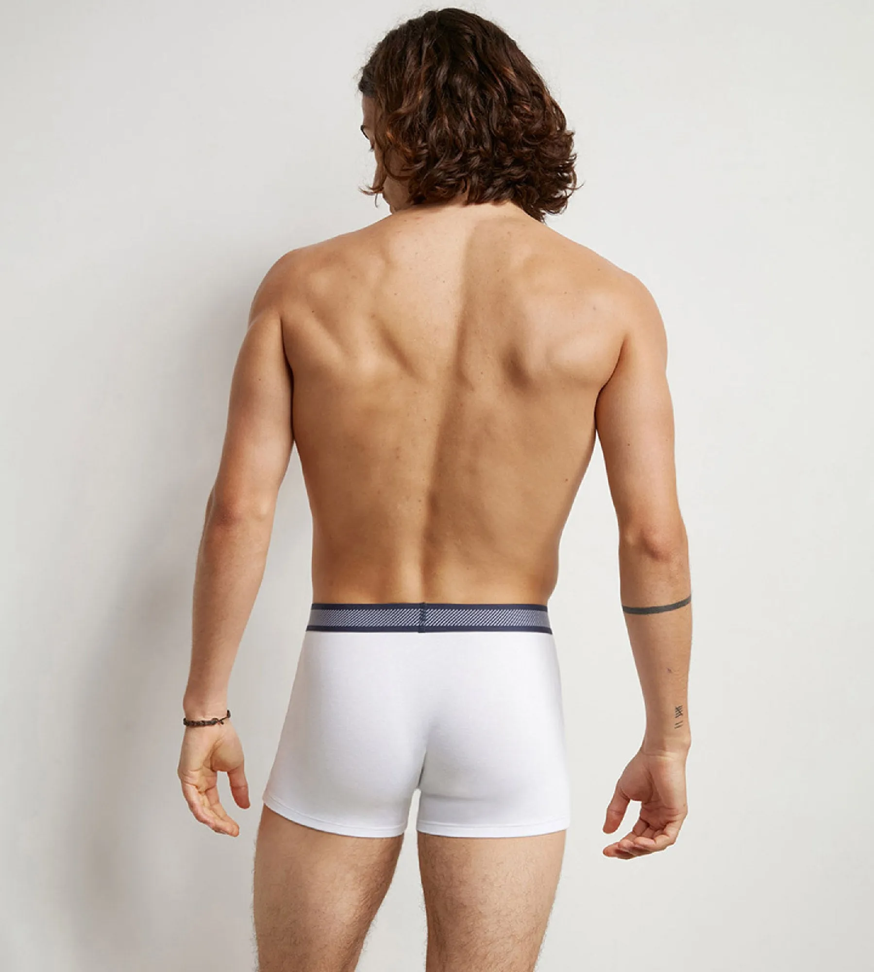 Boxer homme en coton modal à ceinture rayée Blanc Dim Smart