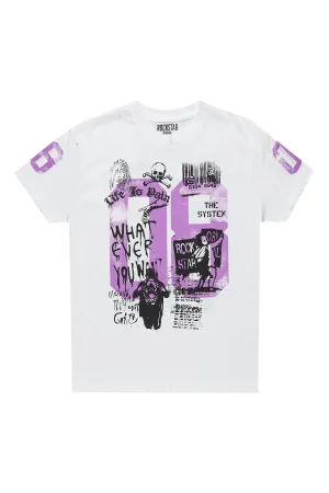 Boys Beau White/Purple Graphic T-Shirt