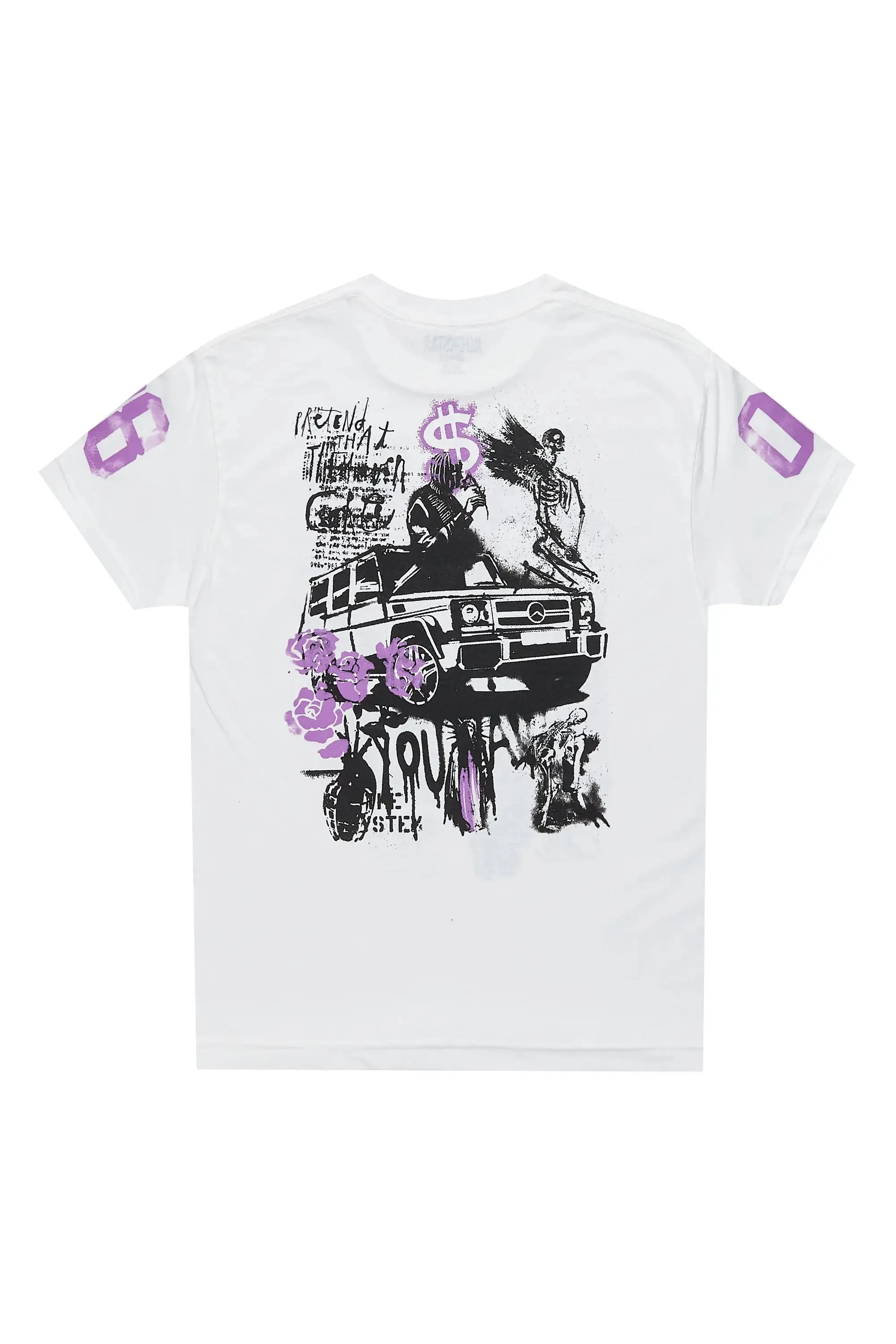 Boys Beau White/Purple Graphic T-Shirt