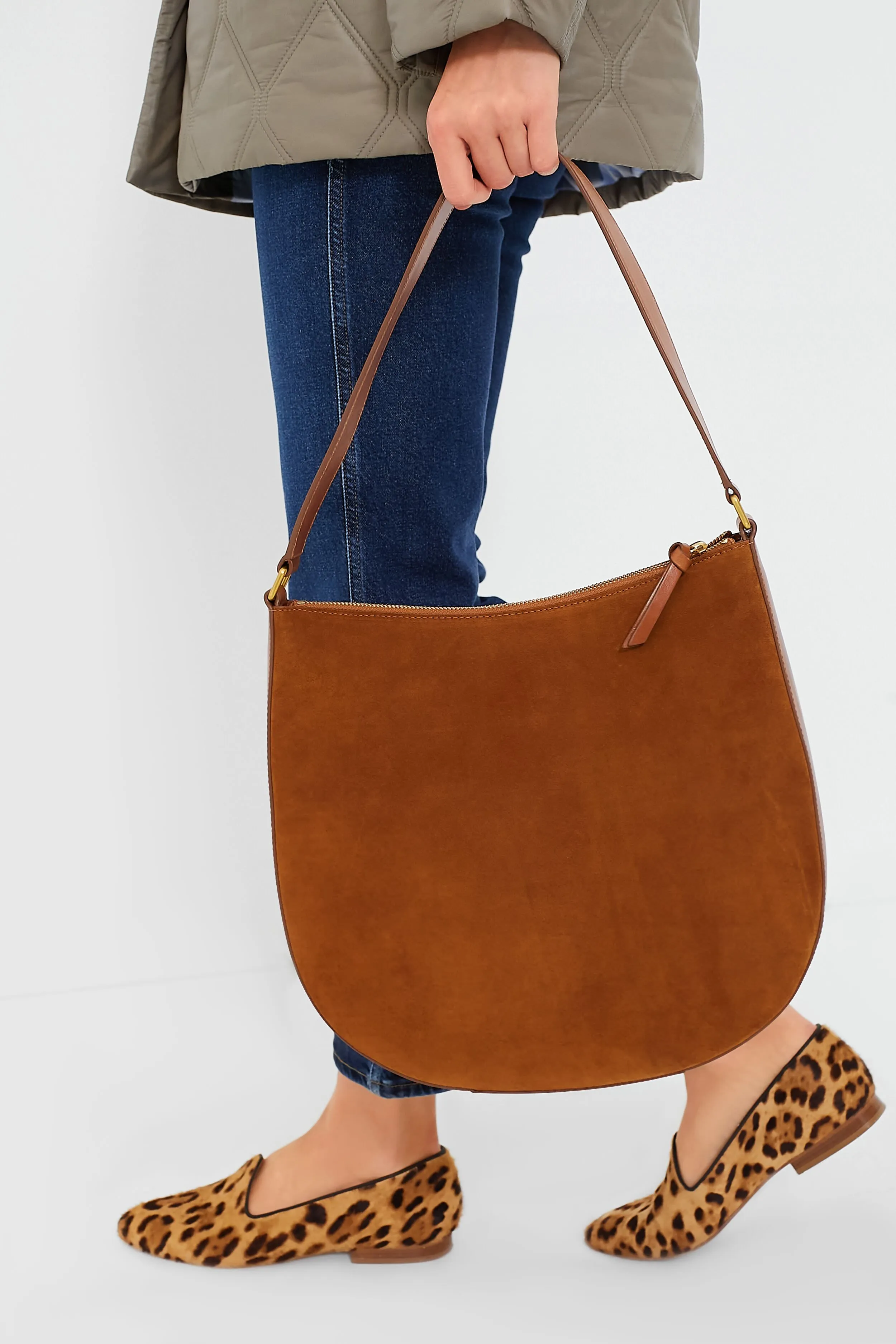 Cacao Split Suede Bowen Hobo Bag