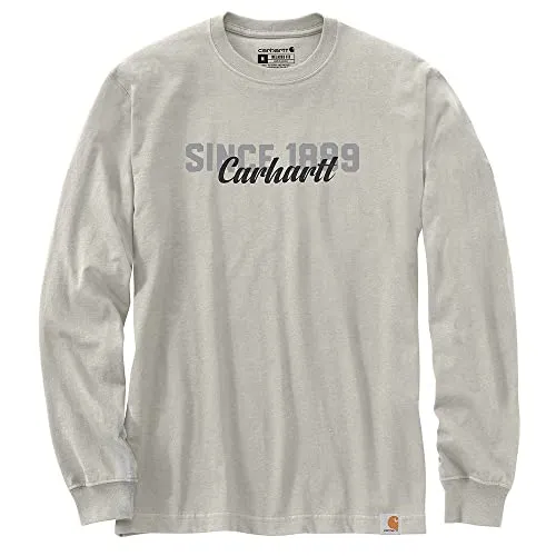 Carhartt 105424 Men's Relaxed Fit Heavyweight Long-Sleeve Script Graphic T-Shir - XX-Large - Malt