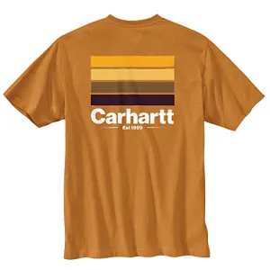 Carhartt 105713 Men's Relaxed Fit Heavyweight Short-Sleeve Pocket Line Graphic - Golden Oak, X-Large Big Tall