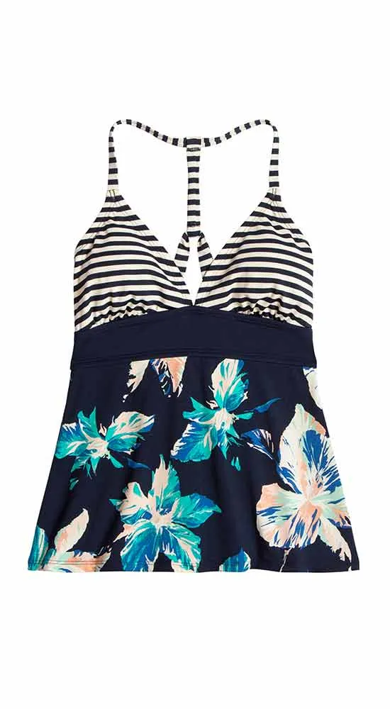 Carve Designs Dahlia Tankini Top-Navy Stripe w/Stargazer