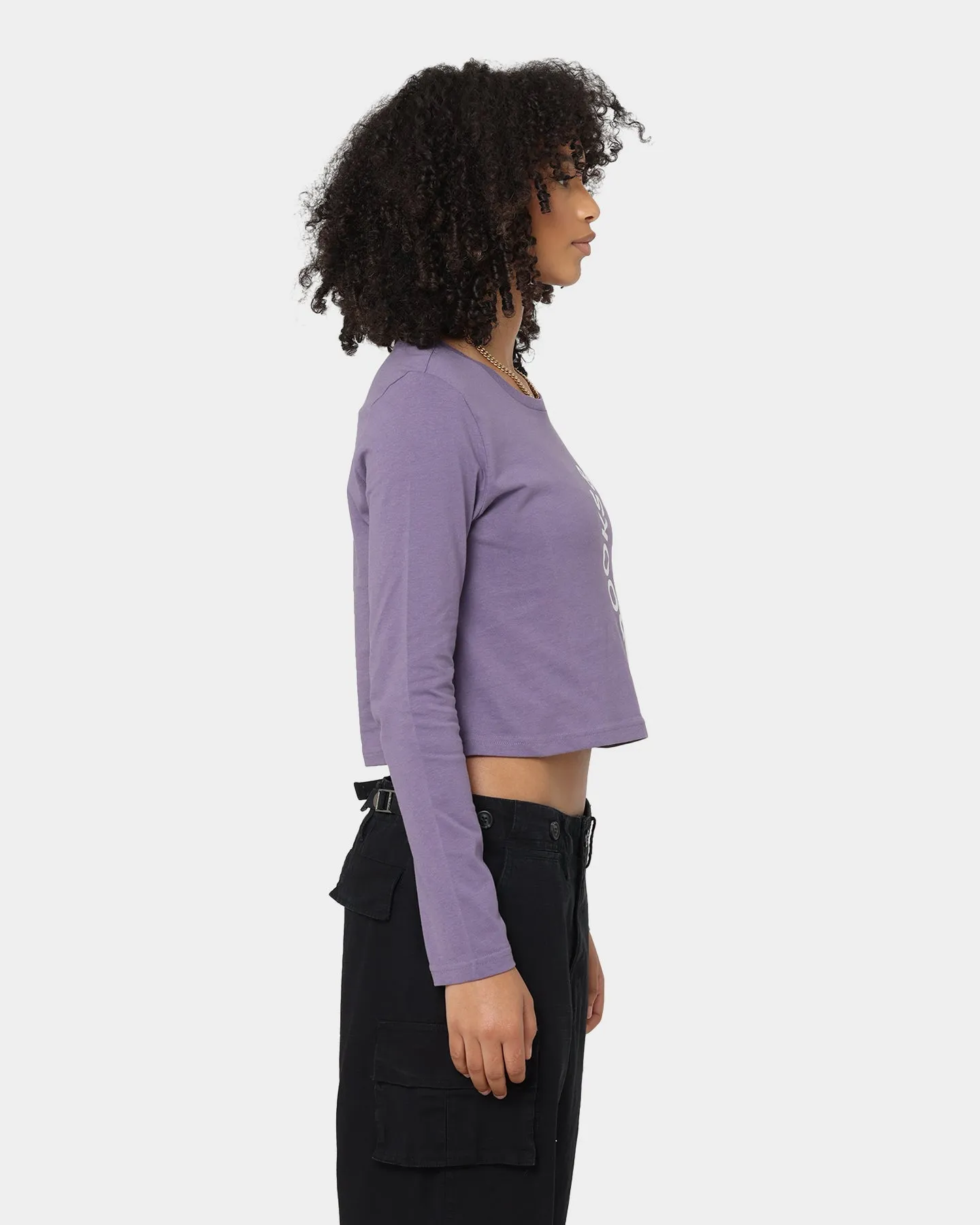 Crooks & Castles Women's Cut Off Long Sleeve T-Shirt Purple