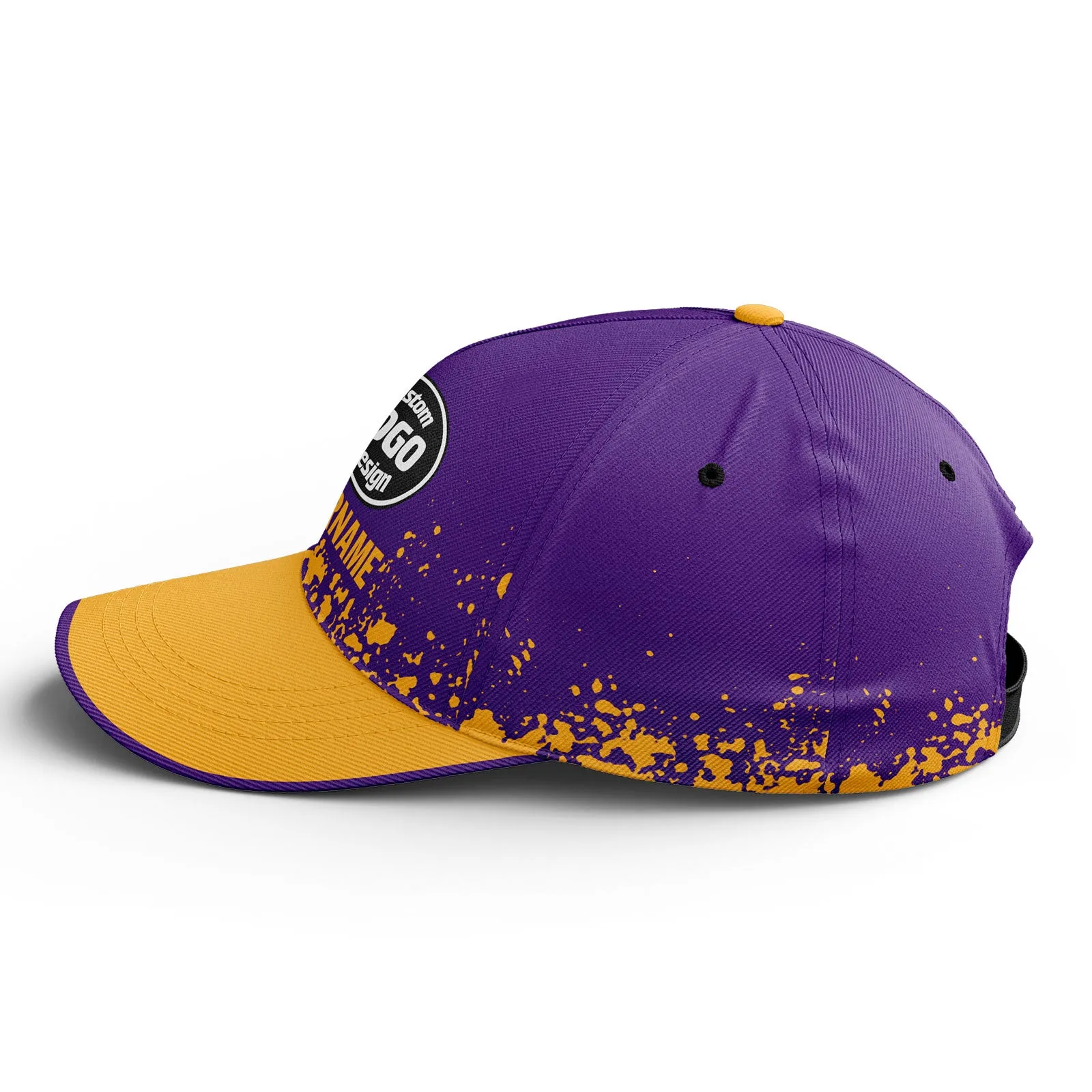 Custom Purple Yellow Hat Sport Design Cap Stitched Adjustable Personalized YW061-D020231-4