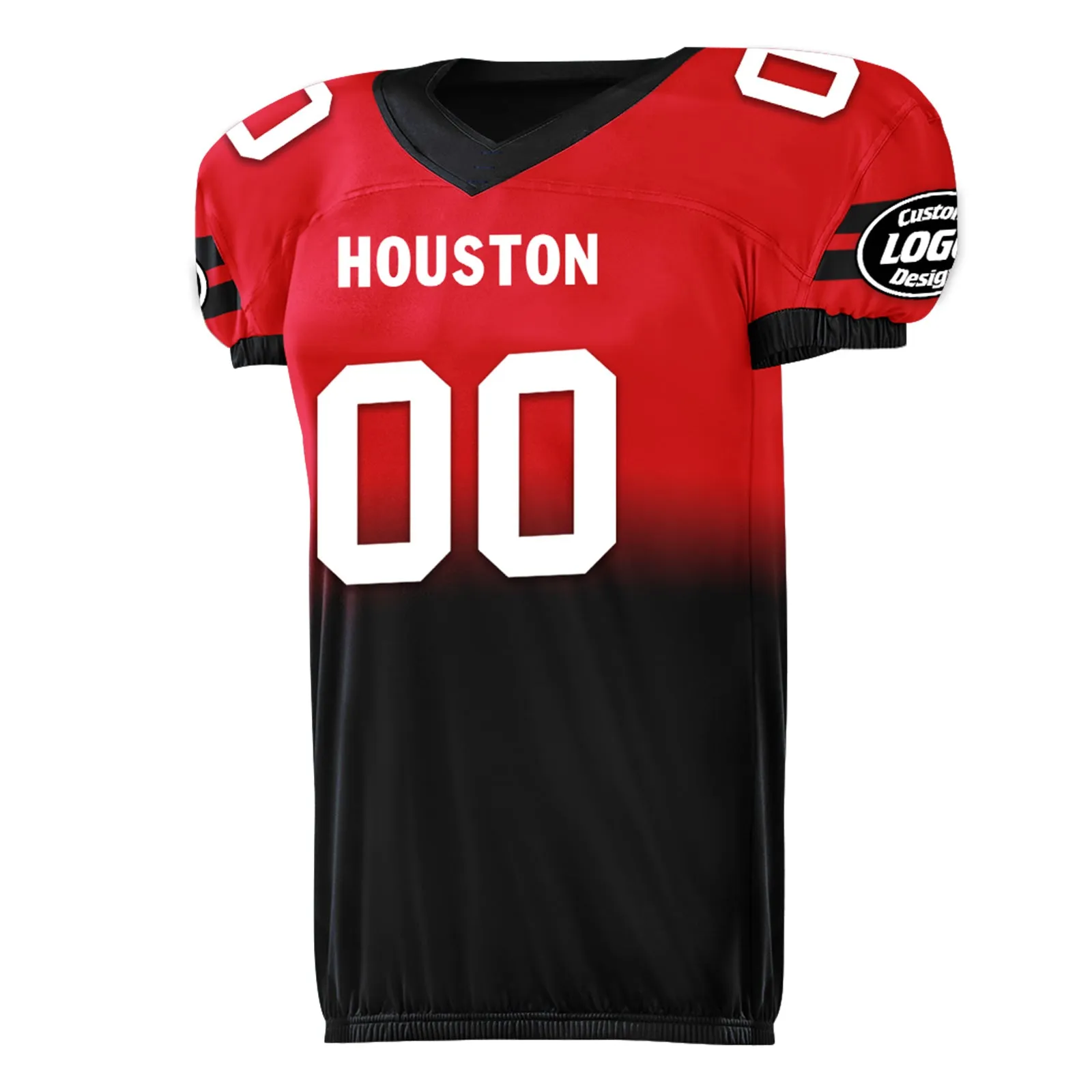 Custom Red Blue Fade Fashion Houston High-Performance American Football Jersey FBJ06-D020252-12