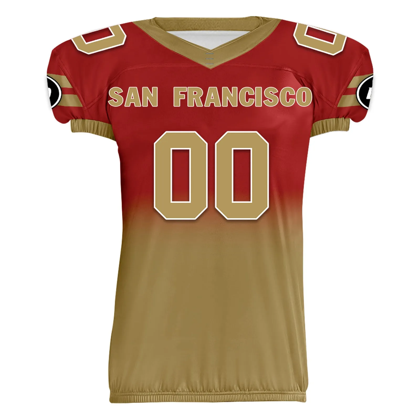 Custom Red Gold Fade Fashion San Francisco High-Performance American Football Jersey FBJ06-D020252-25