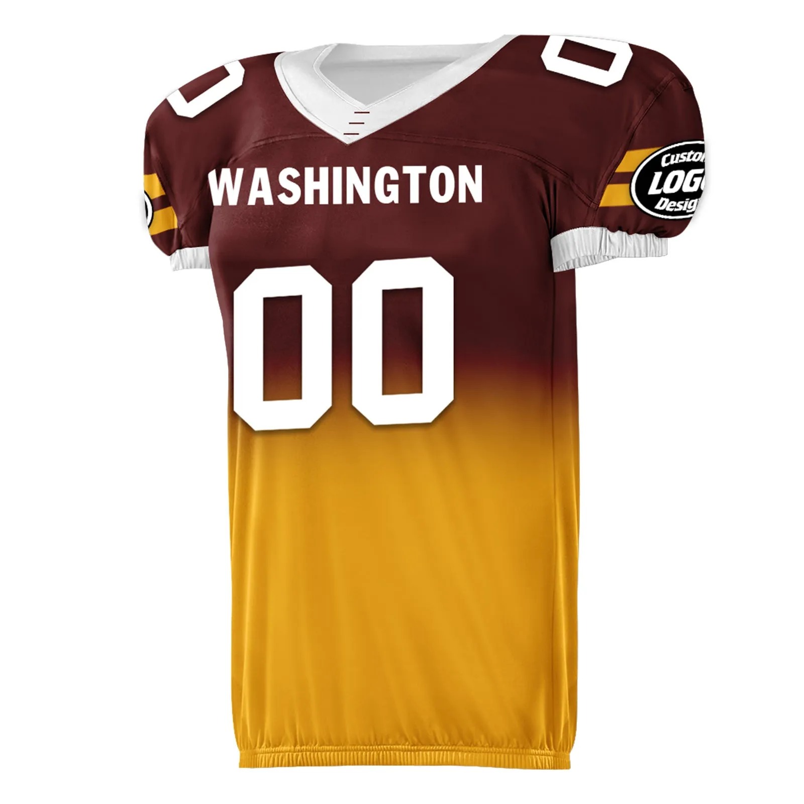 Custom Red Yellow Fade Fashion Washington High-Performance American Football Jersey FBJ06-D020252-31