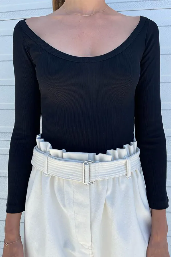 Deep Scoop Blouse in Black