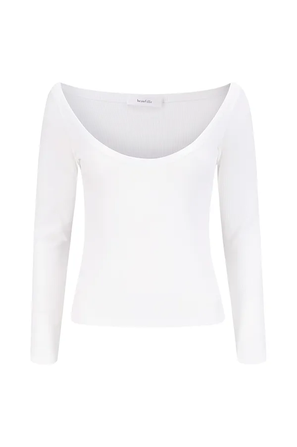 Deep Scoop Blouse in White