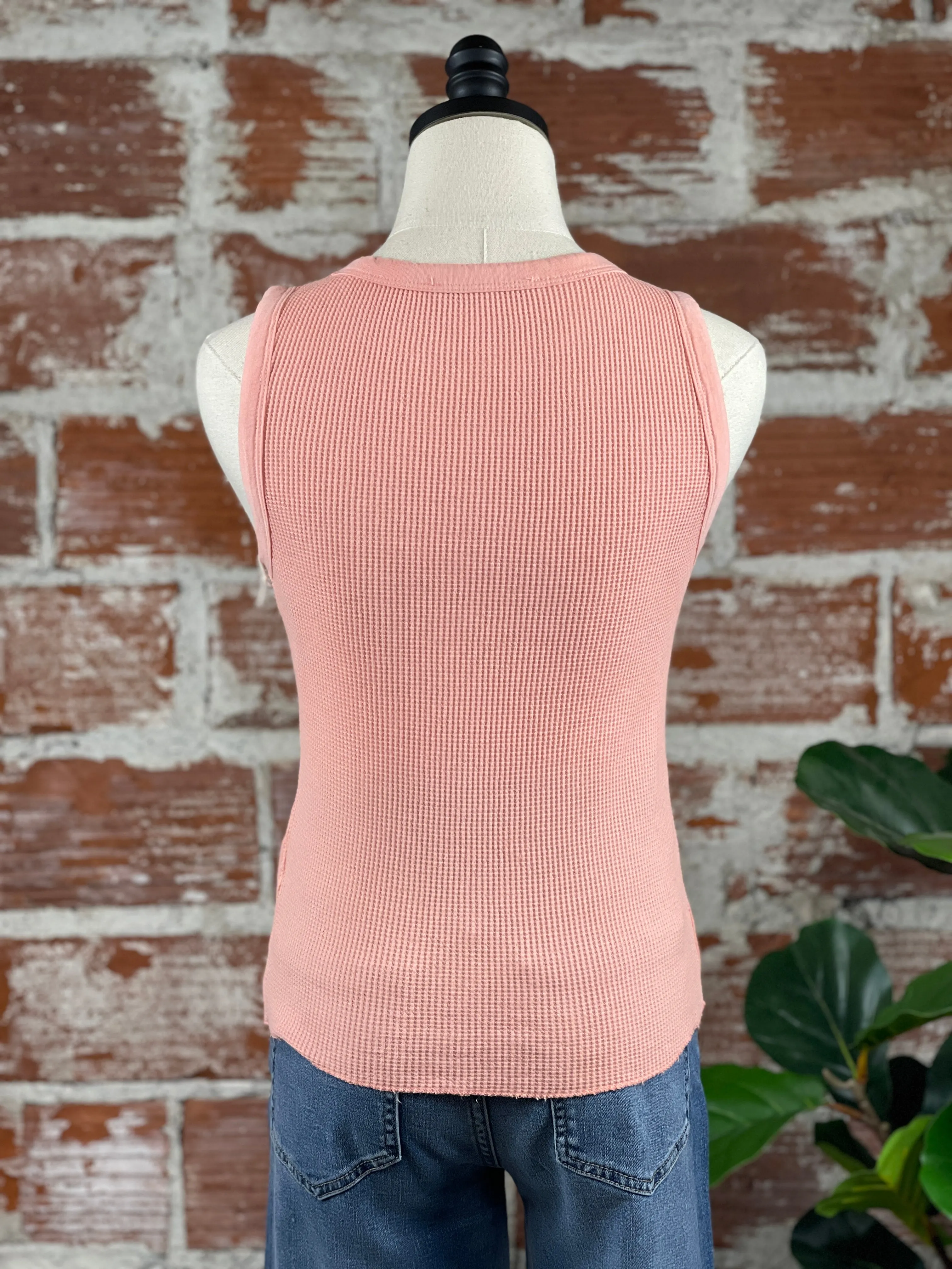 Dex Waffle Knit Tank in Melon