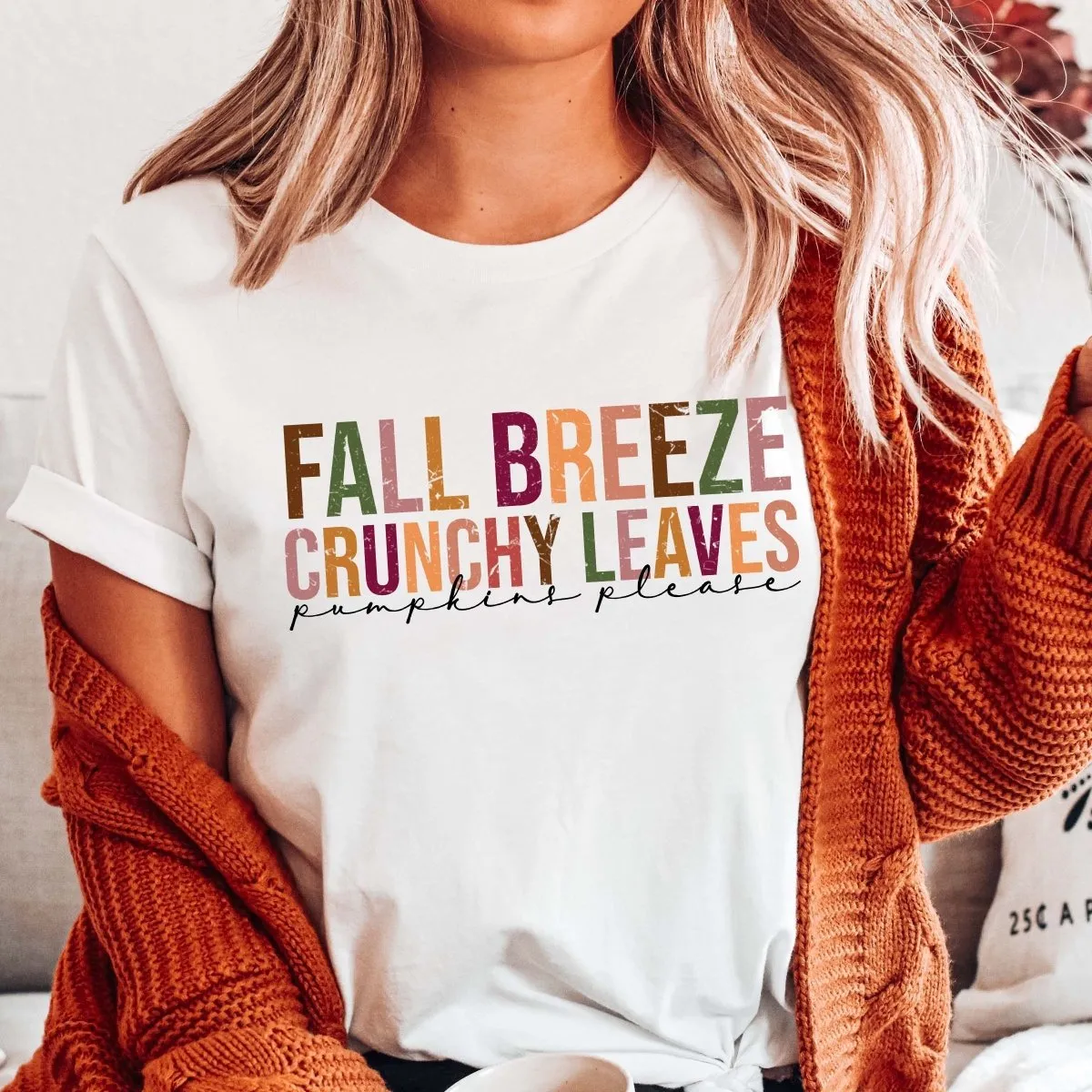 Fall Breeze Crunch Leaves Wholesale Bella Graphic Tee - Fast Shipping