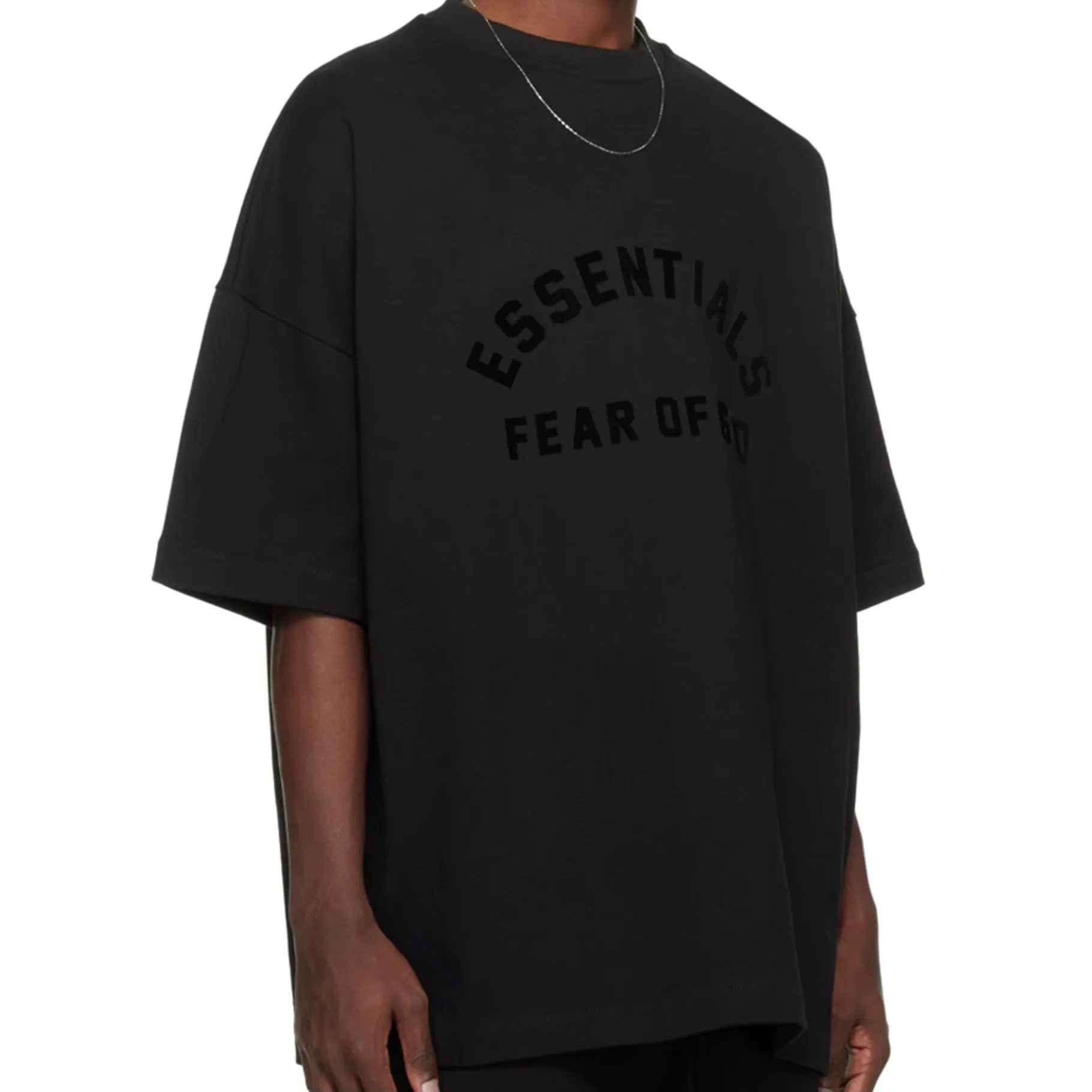 Fear of God Essentials Applique Logo  Heavyweight Tee Jet Black (Oversized)