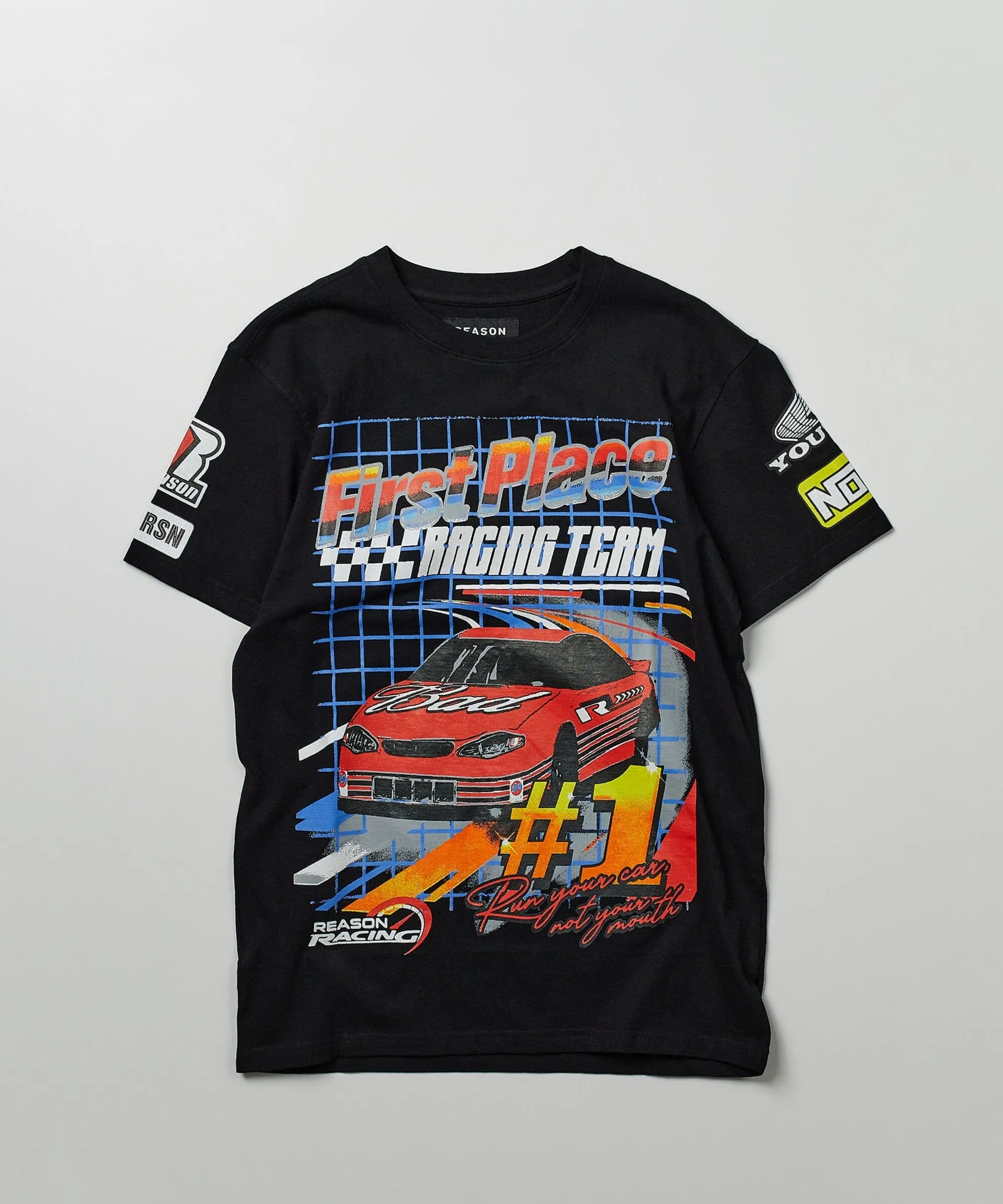 Foreign Racing Speed Short Sleeve Graphic Print Tee - Black