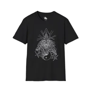 Graphic Tee | Tattoo Flash Wizard and Panther Design on Black Softstyle Shirt