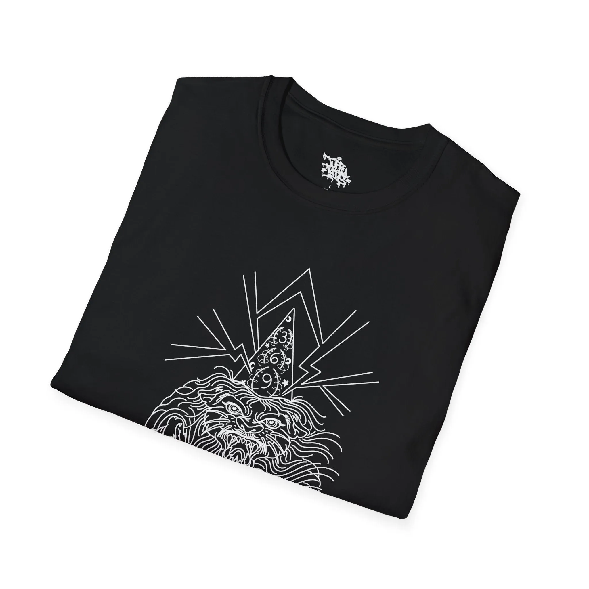 Graphic Tee | Tattoo Flash Wizard and Panther Design on Black Softstyle Shirt