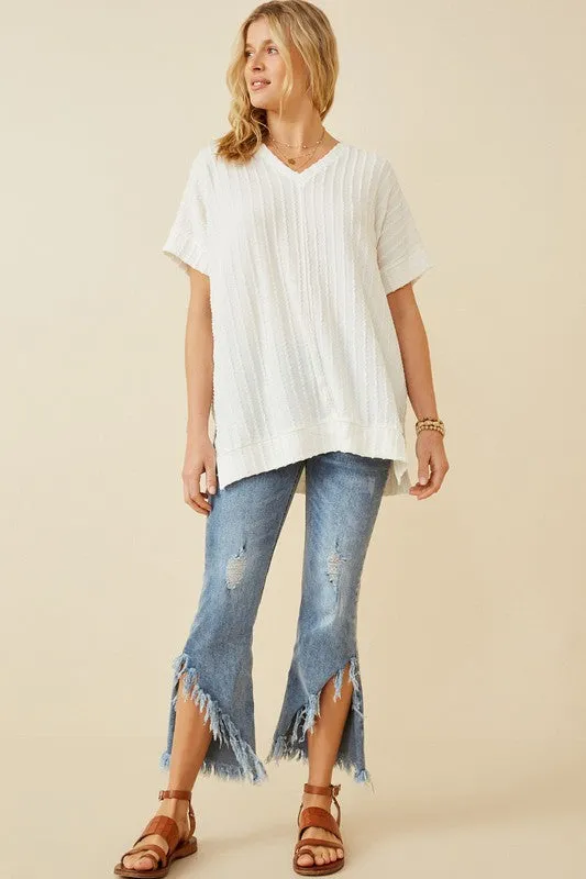 Halle Cable Knit Top in White