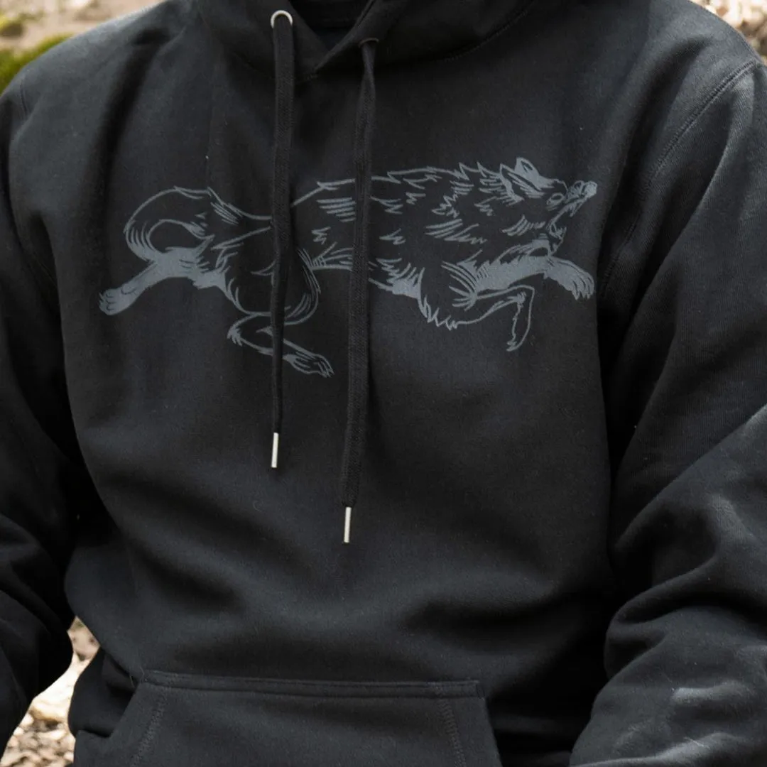 HEAVY DUTY WOLF HOODY-BLACK