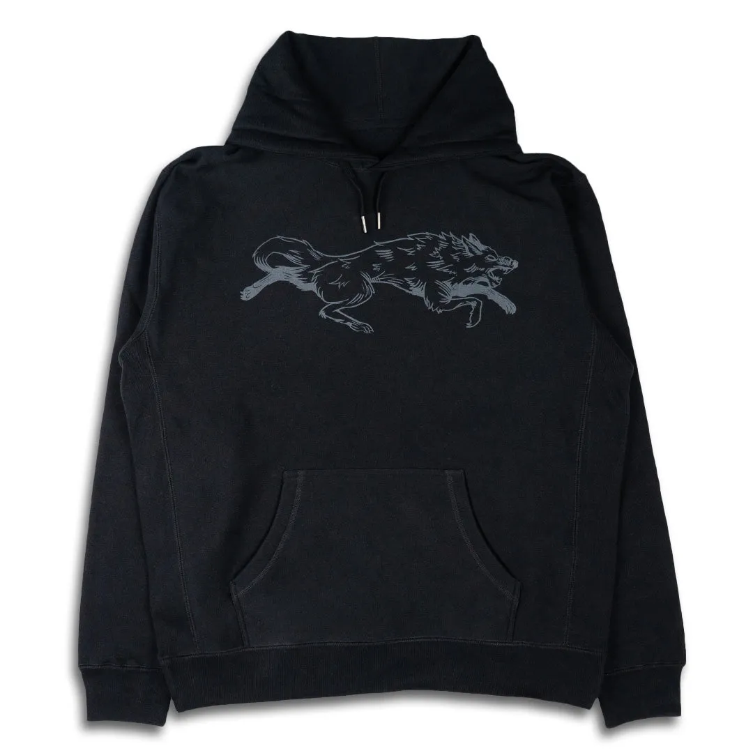 HEAVY DUTY WOLF HOODY-BLACK