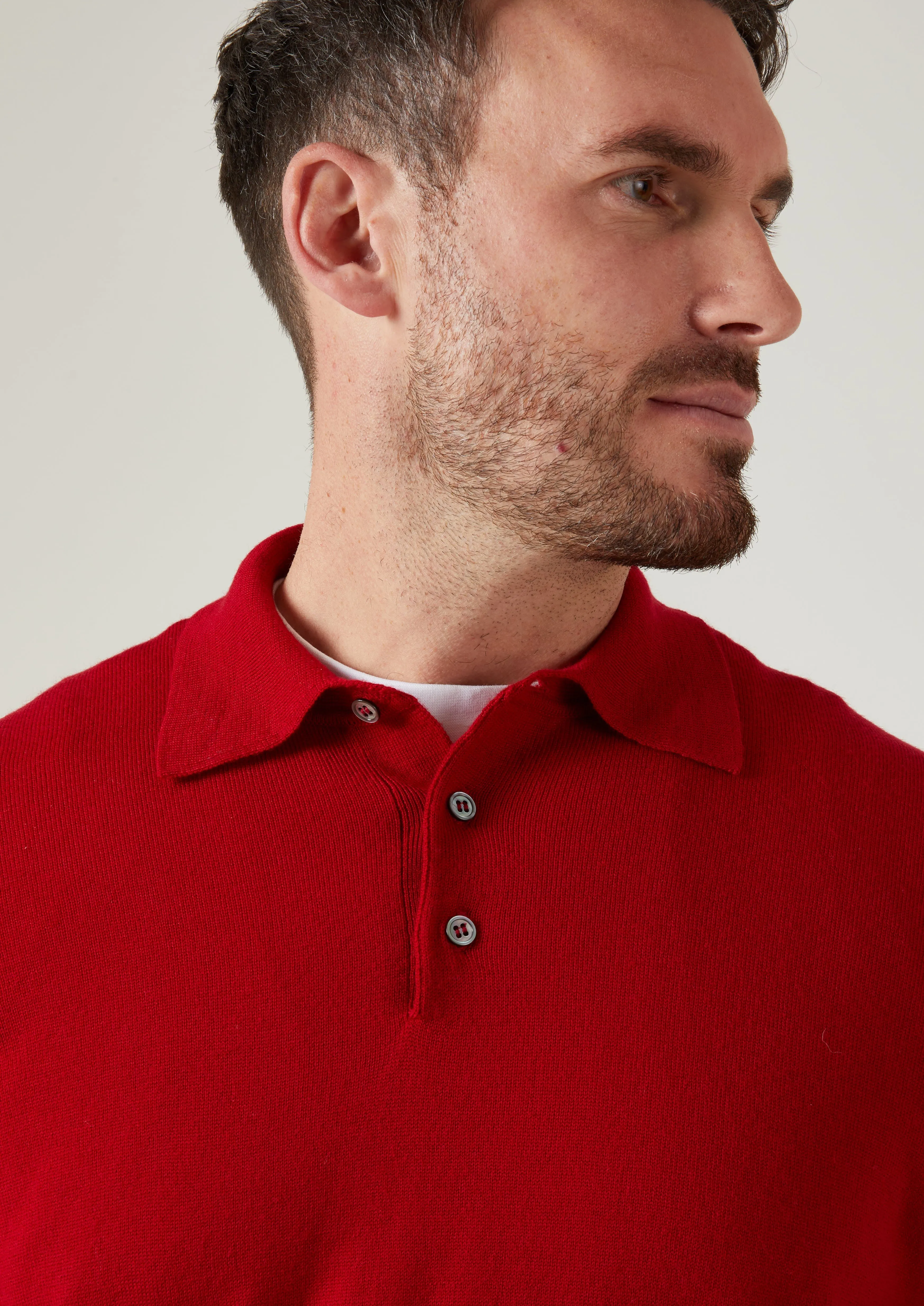 Hindhead Men's Merino Wool Polo Shirt in Chianti - Regular Fit