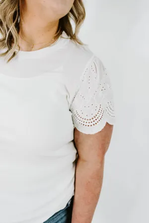 In The Details Curvy Eyelet Contrast Top