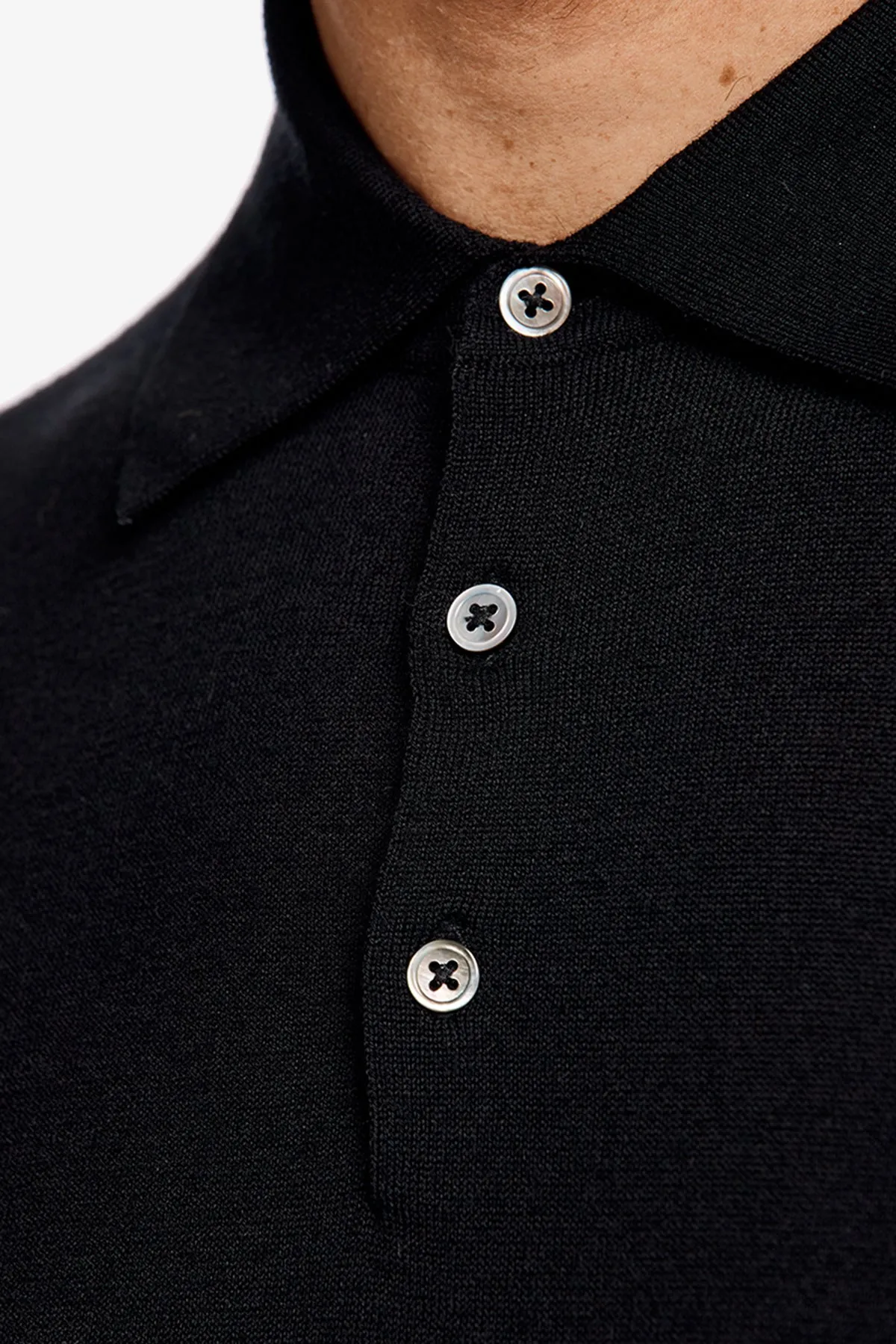 Kelvin - Black Long Sleeve Knit Polo