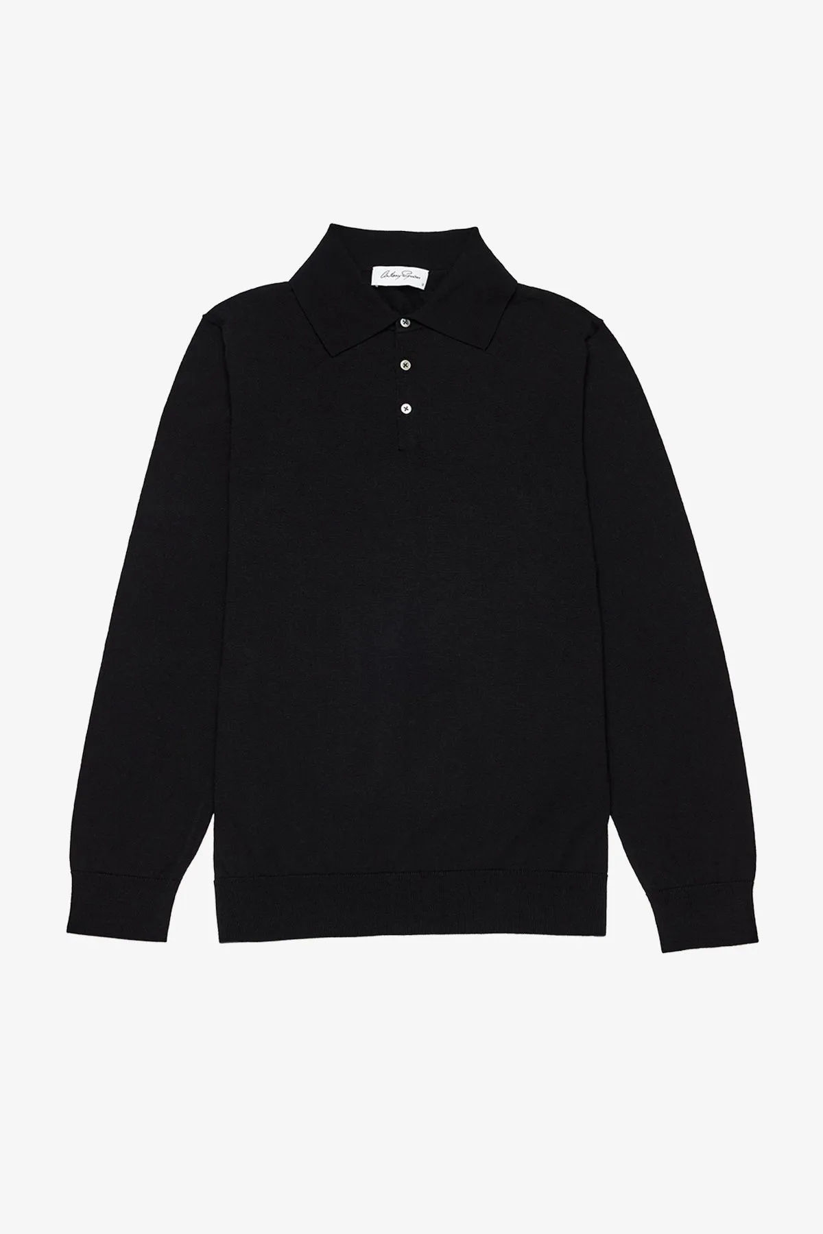 Kelvin - Black Long Sleeve Knit Polo